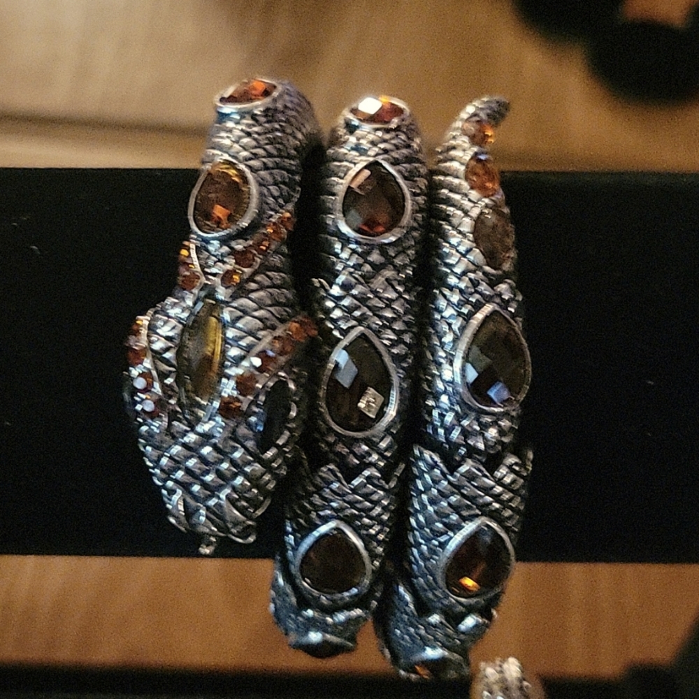 Egyptian Snake Rinestone Stretch Cuff Wrap Bangle Bracelet